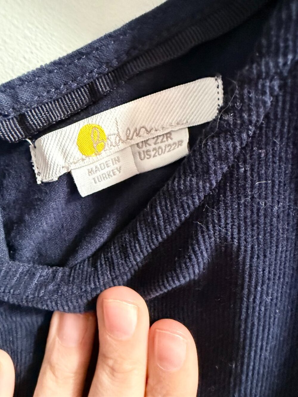 Boden Mini Cord Shift Dress (Navy Blue, US20/22R) - Picture 2 of 3
